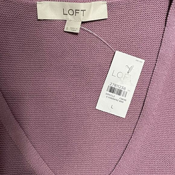 Loft NWT Purple Cotton Knit Sleeveless Blouse Sz L - Picture 2 of 6